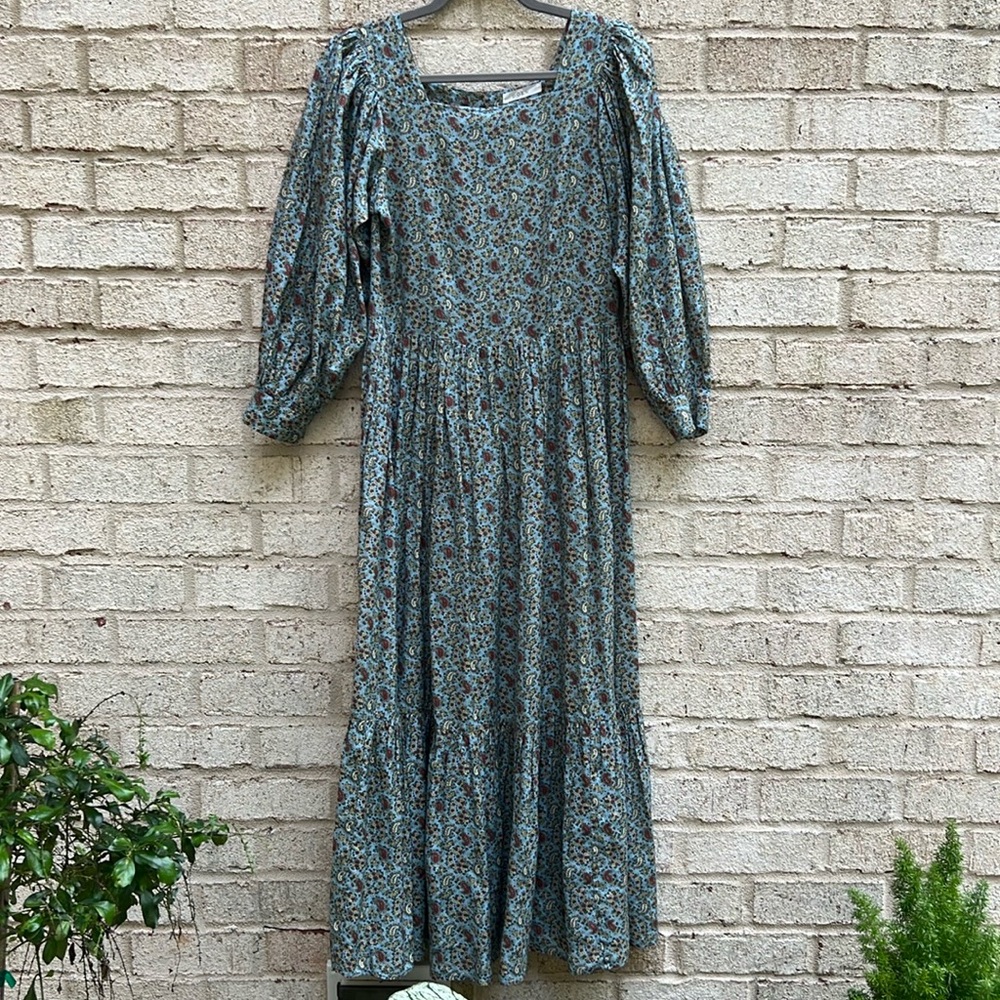 Doen Blue Floral Maxi Dress Liberty Fabric Small